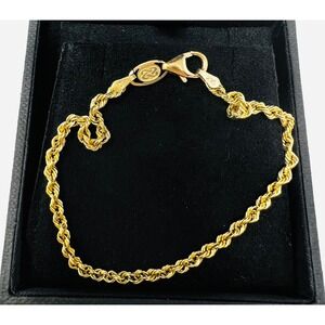 DuraGold 14K Yellow Gold Rope Chain Bracelet Lobster Clasp 585 Hallmark